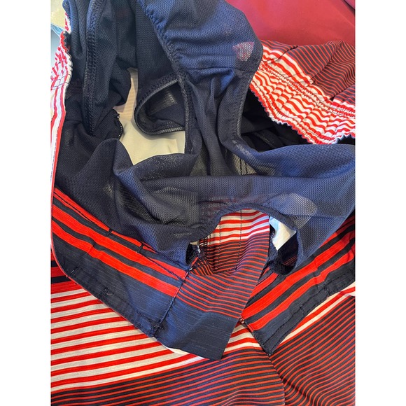 SPEEDO Mens Red Lightweight Striped Athletic Fit Swim Trunks Small NWT - Picture 3 of 4